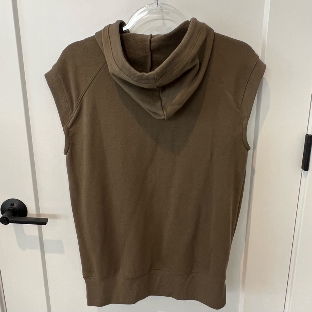 Evereve Whitley Sleeveless Zip‎ Up Hooded Sweatshirt Vest Green Womens Size XS - Picture 5 of 10